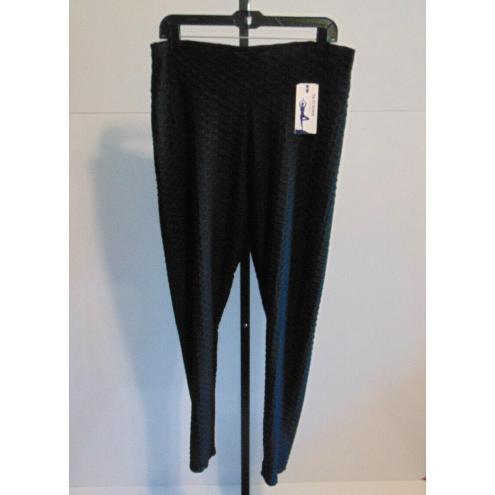 Athletic Wear Pants Women's XL Black Yoga Leggings Waffle Knit Ya Yi Xing